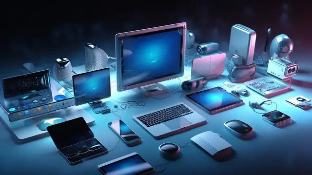 pngtree illustration of a conceptual electronic device network in 3d image 3907551